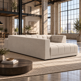 3 Seater Right Hand Corner Sofa in Cream Faux Suede