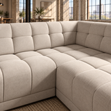 3 Seater Right Hand Corner Sofa in Cream Faux Suede