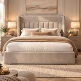 High Wingback Headboard, Boaz Channelled 2027