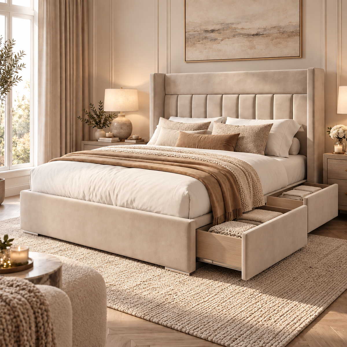 Boaz Trending 2027 Channelled Wingback Bed