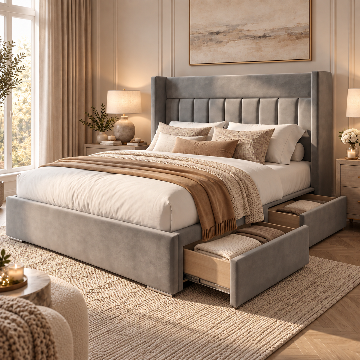 Boaz Trending 2027 Channelled Wingback Bed
