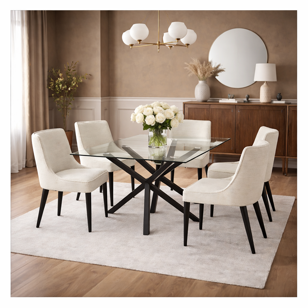 Imola Rectangular Glass Dining Table