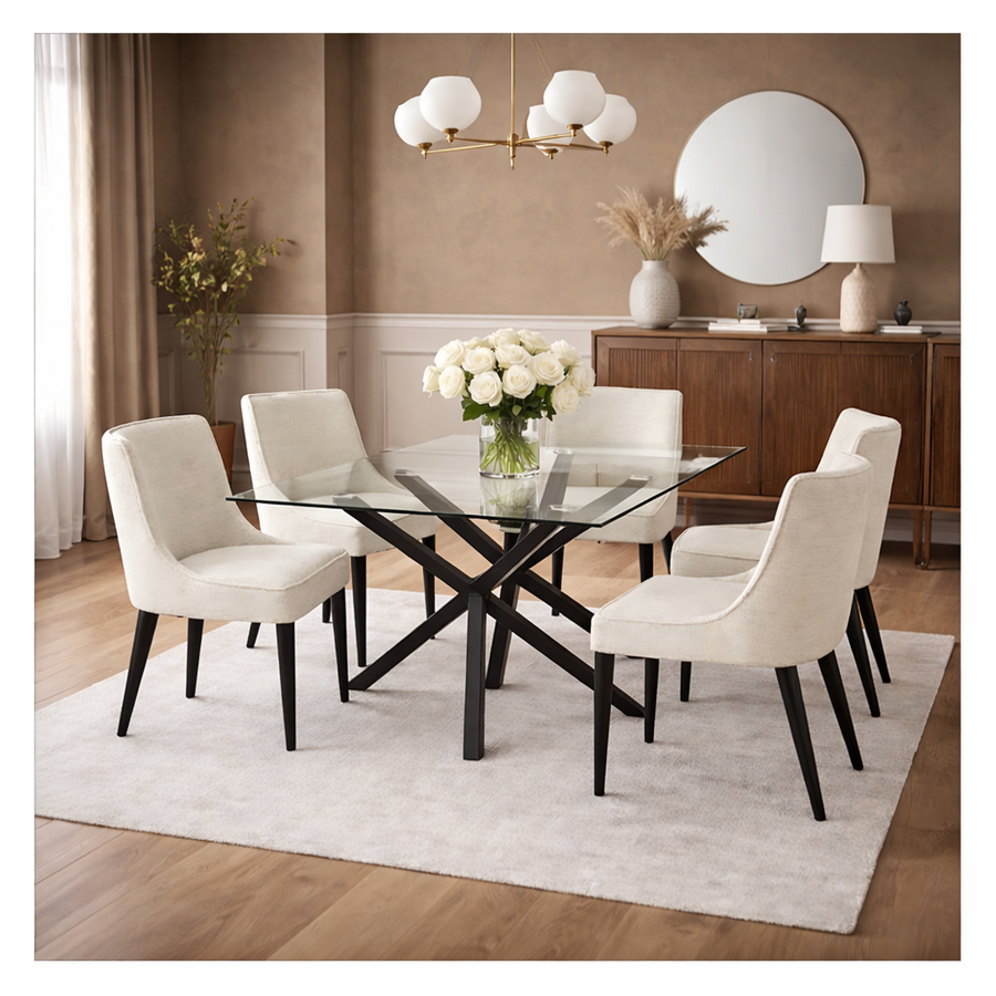 Imola Rectangular Glass Dining Table