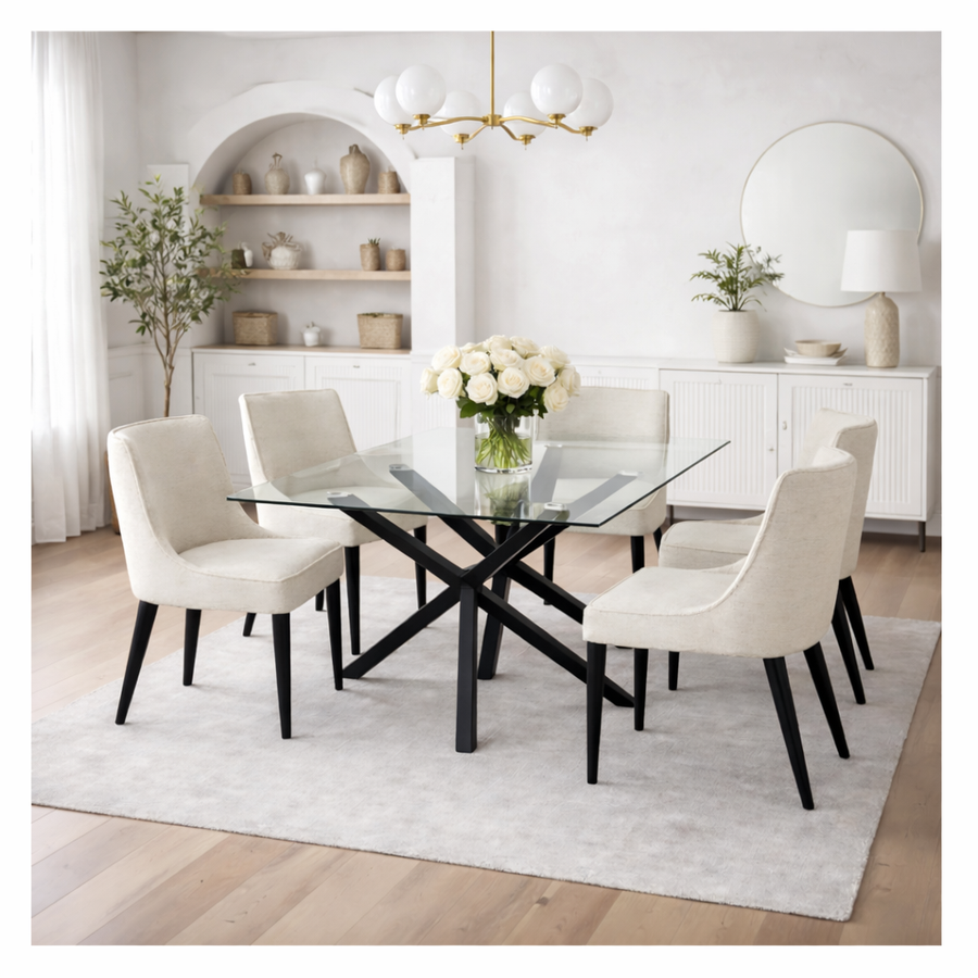 Imola Rectangular Glass Dining Table