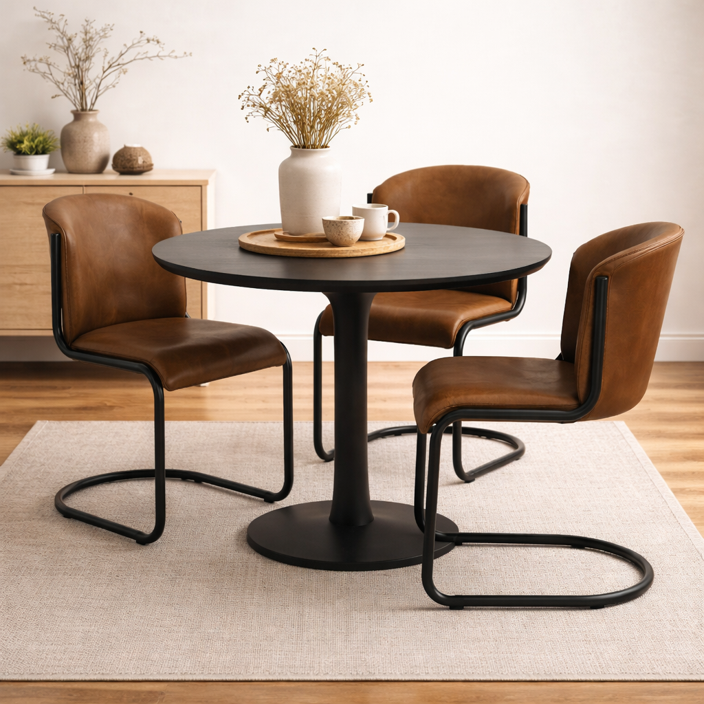 Ellis Leather Curved Dining Chair