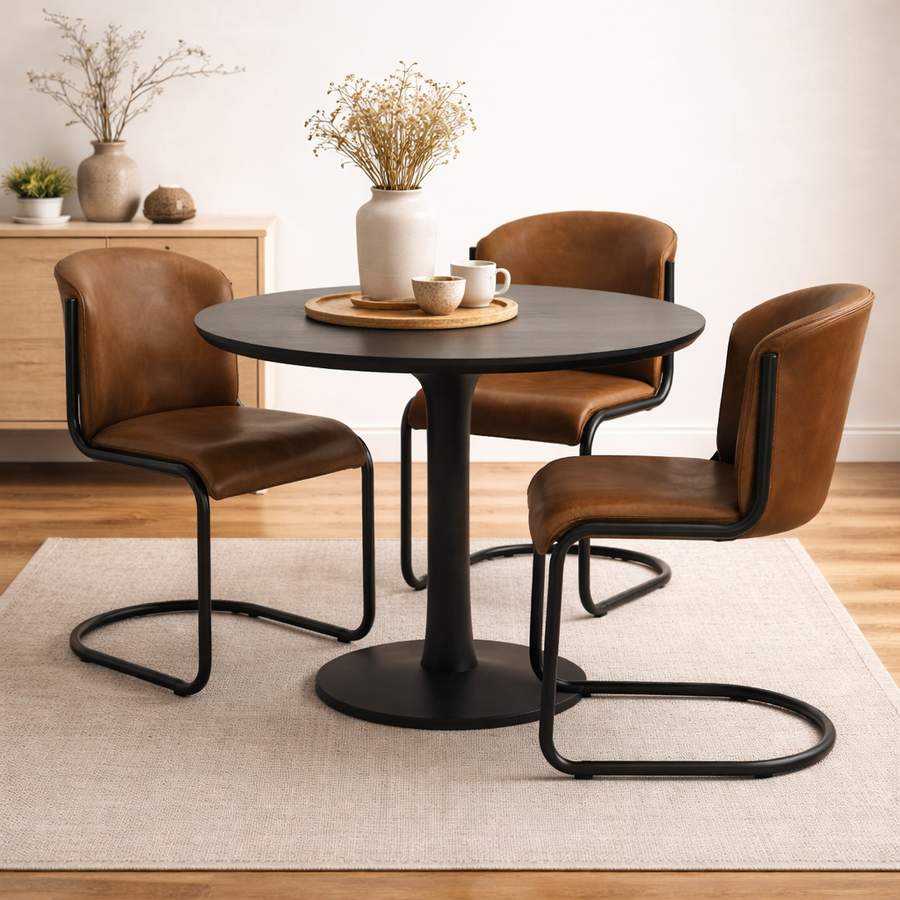 Ellis Leather Curved Dining Chair