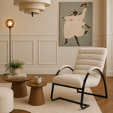 Bernett Boucle Ribbed Accent Chair Upholstered Boucle Armchair