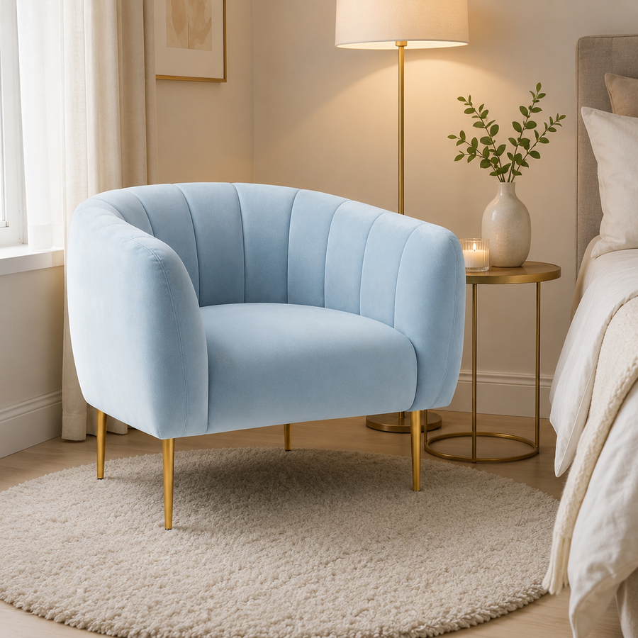 Eva Blue Velvet Armchair
