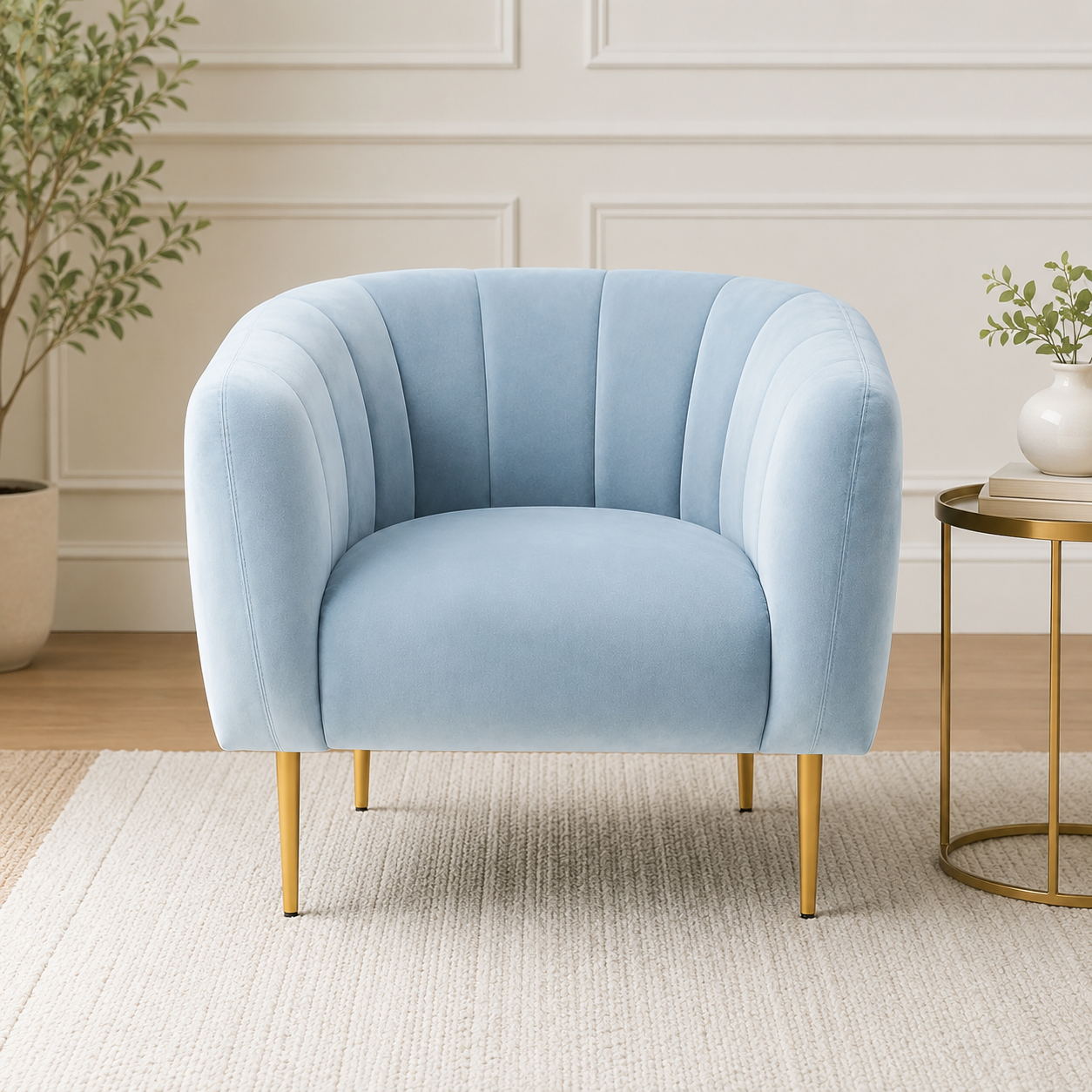 Eva Blue Velvet Armchair
