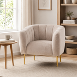 Eva Mink Velvet Channel Detail Armchair