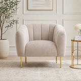 Eva Mink Velvet Channel Detail Armchair