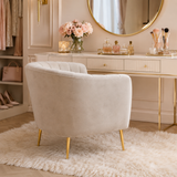 Eva Mink Velvet Channel Detail Armchair