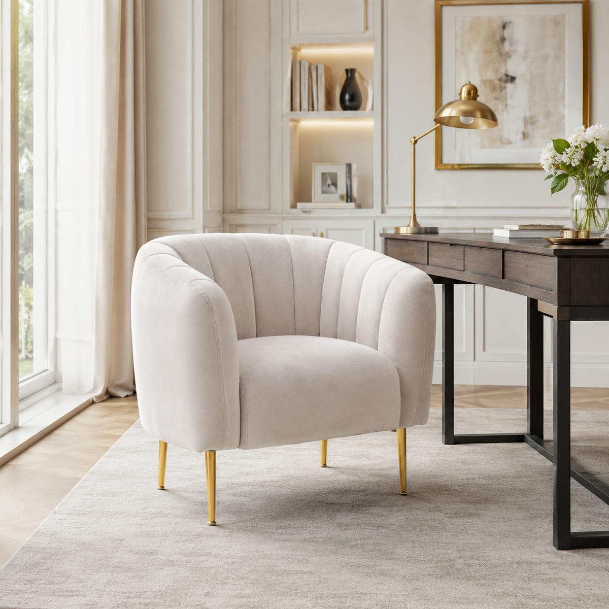 Eva Silver Grey Velvet Armchair