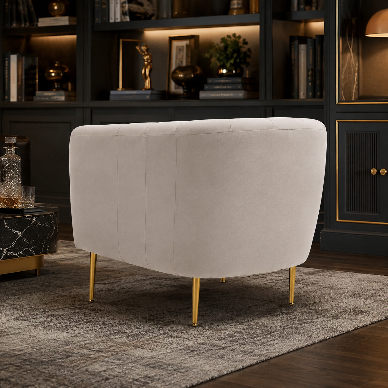 Eva Silver Grey Velvet Armchair