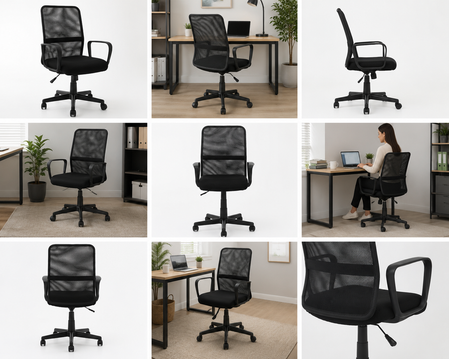 Breathable Mesh Andre Black Home Office Chair | Lumbar Support UK