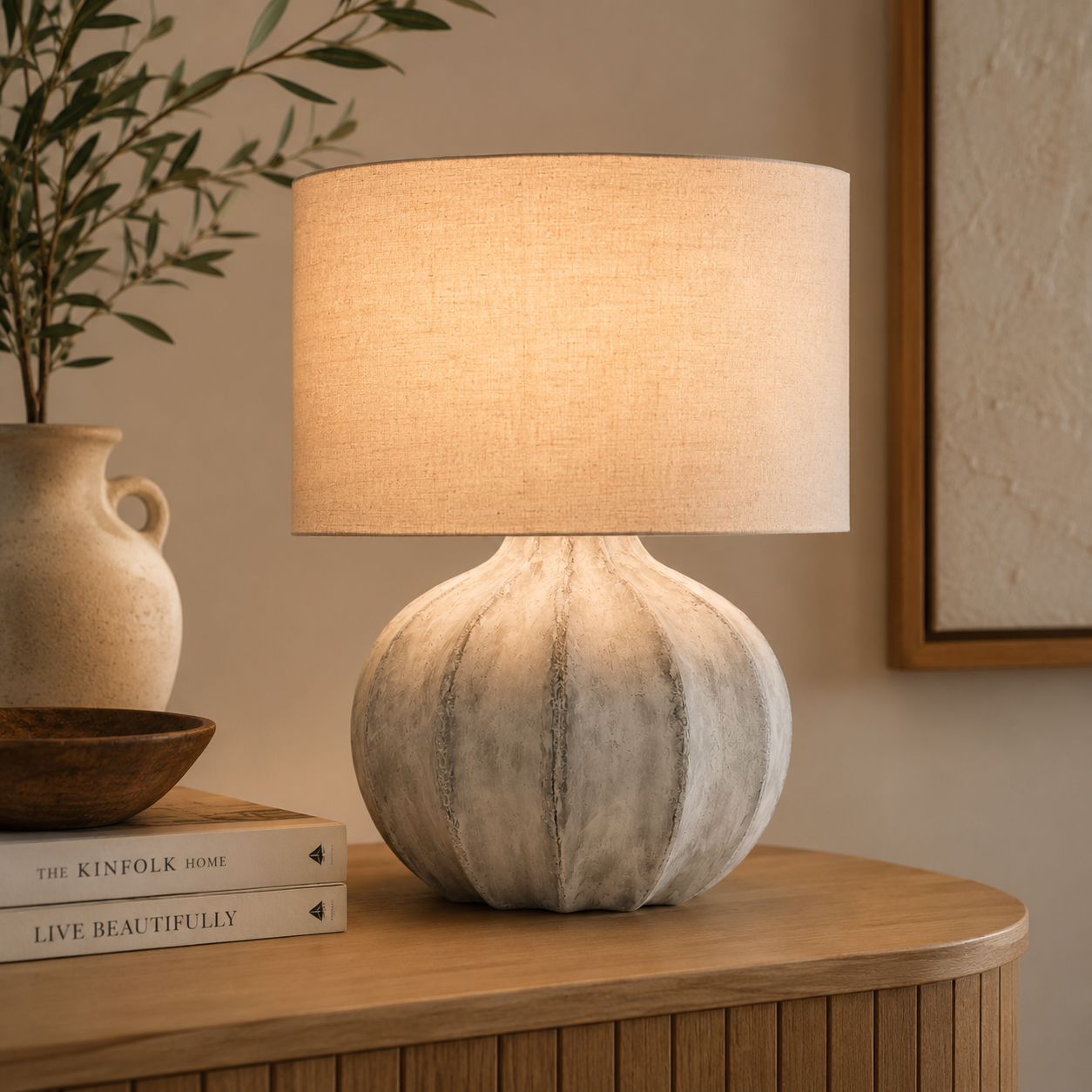 Andrew Antique White Fluted Table Lamp