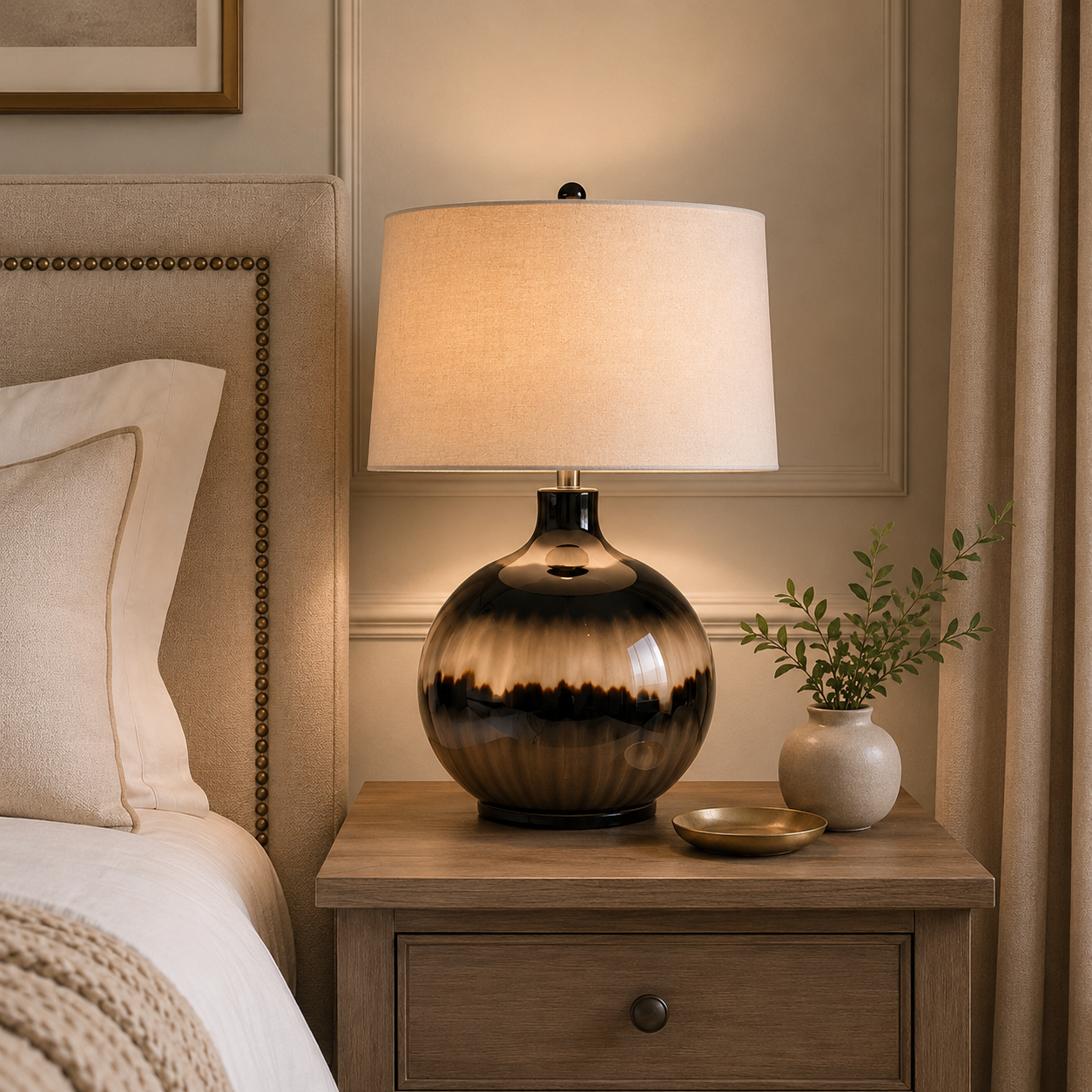 Nehemiah Table Lamp Linen Shade