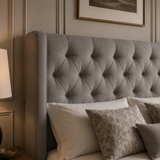 Ezra Wingback Upholstered Bed Frame Luxury Fabric Bed