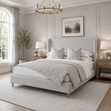 Bernett Wingback Upholstered Bed Frame Luxury Bed