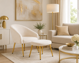 Eva Beige Chair And Footstool