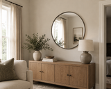 Jamal Silver Round Metal Wall Mirror Large Circular Mirror