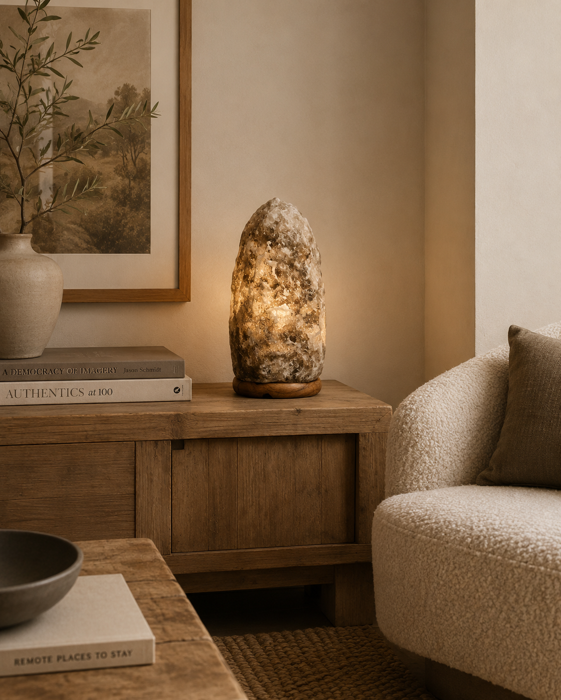 Mia Nepal Grey Natural Salt Table Lamp
