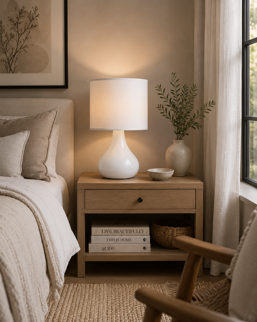 Rhianna White Ceramic Table Lamp