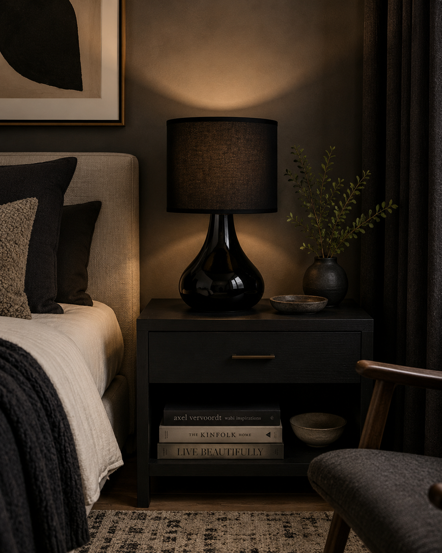 Rhianna Black Ceramic Table Lamp