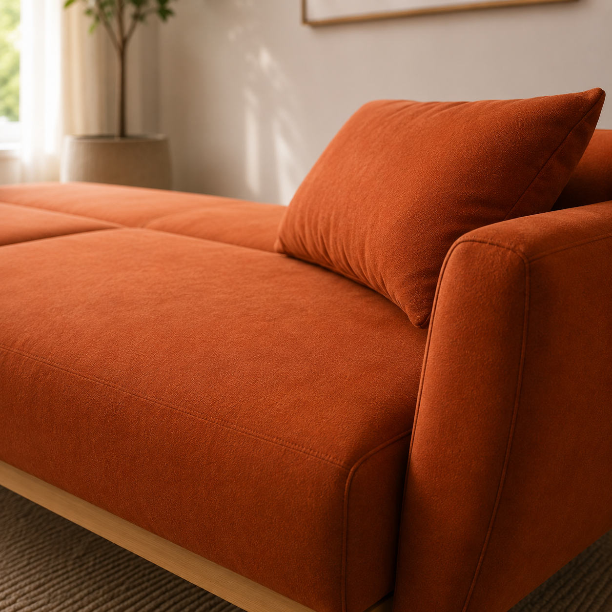2 Seater Eva Burnt Orange Velvet Sofa Bed
