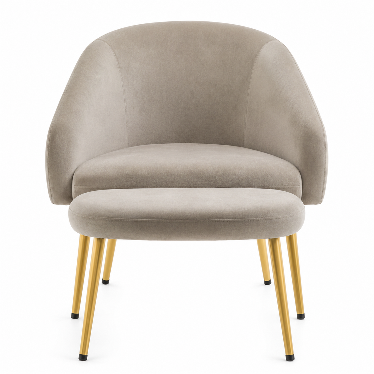 Eva Mink Velvet Chair And Footstool