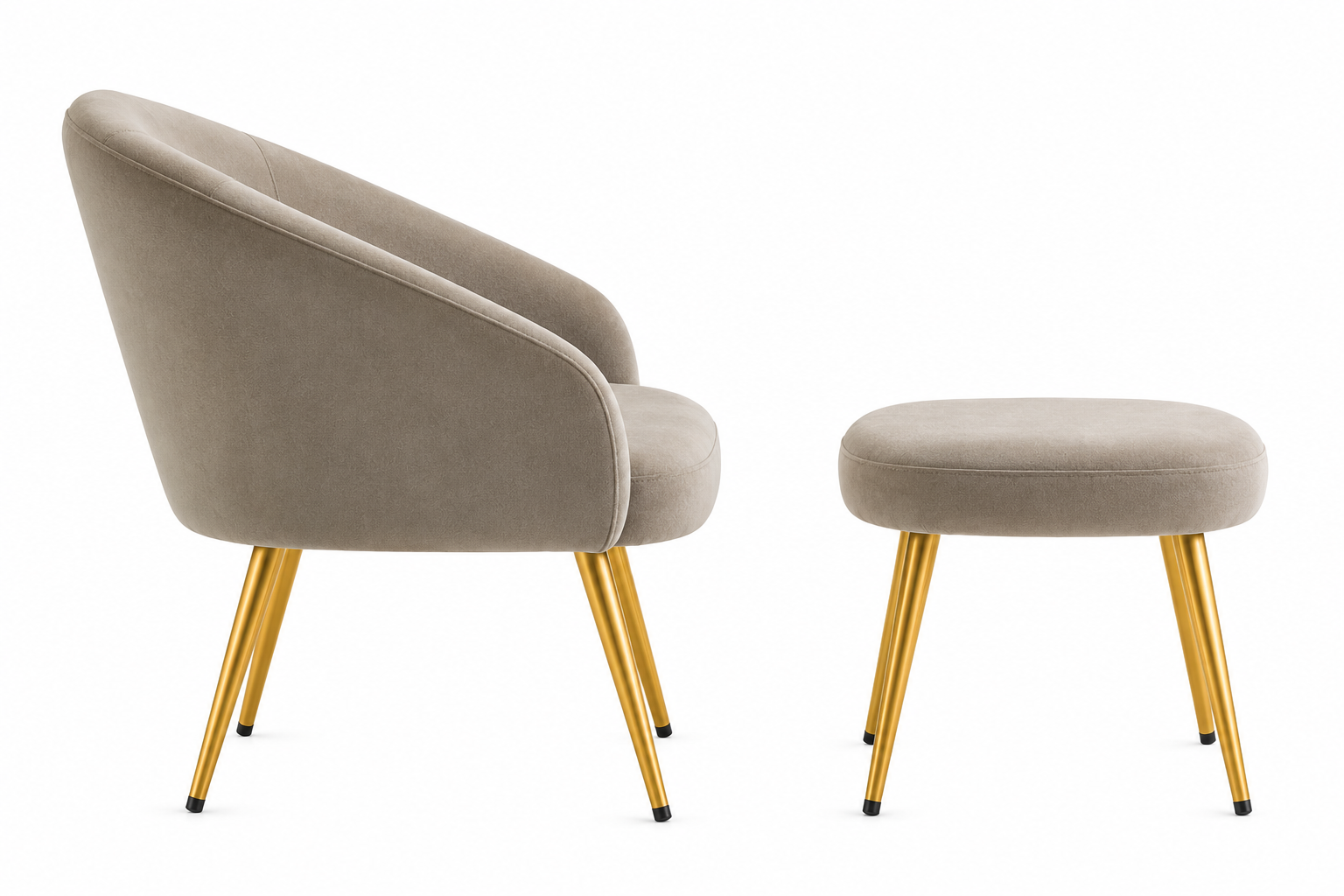 Eva Mink Velvet Chair And Footstool