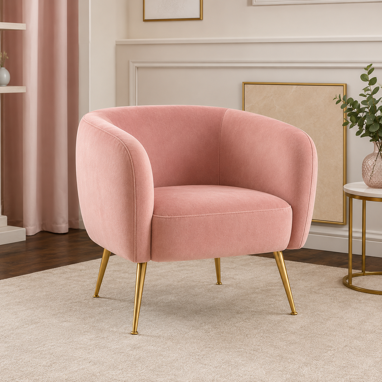 Eva Pink Velvet Armchair