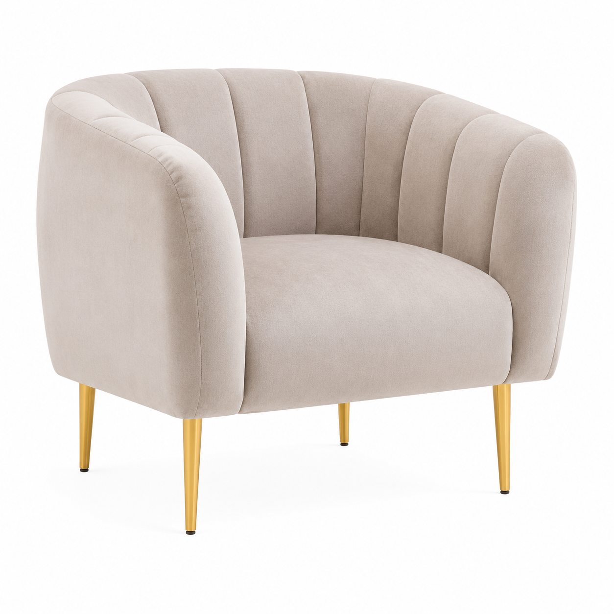 Eva Mink Velvet Channel Detail Armchair