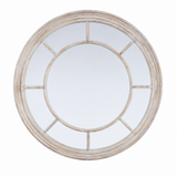 Mia Washed Wood Round Wall Mirror Rustic Mirror