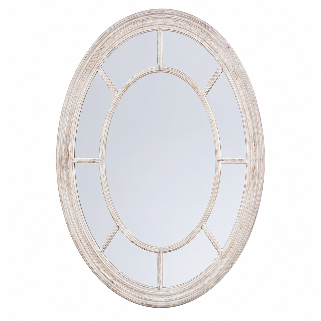 Mia Washed Wood Round Wall Mirror Rustic Mirror