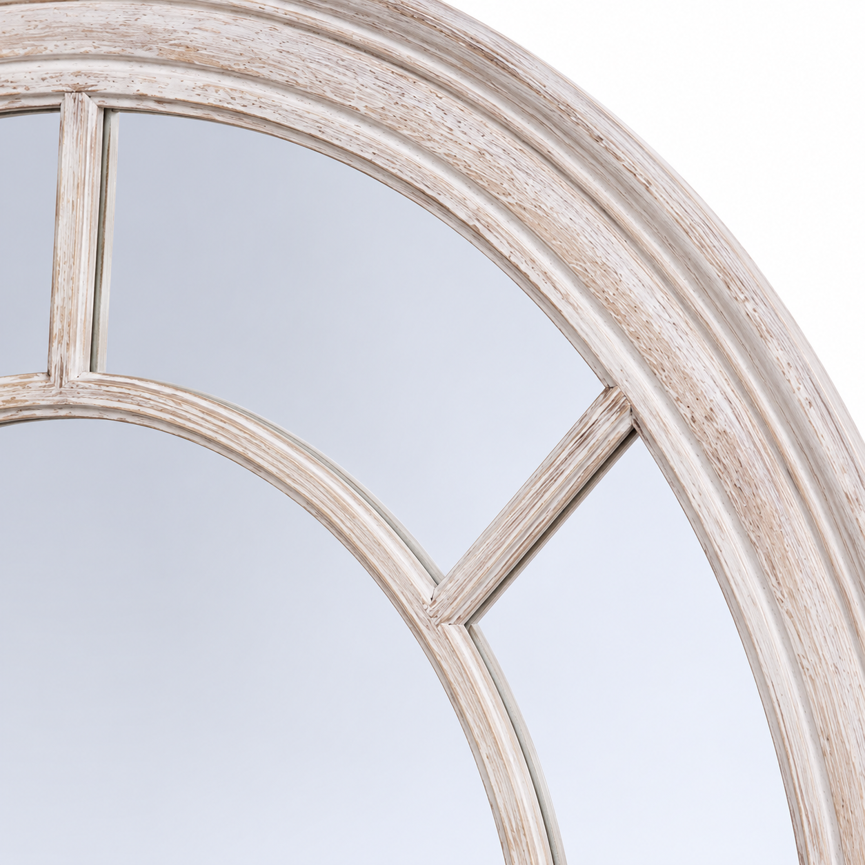 Mia Washed Wood Round Wall Mirror Rustic Mirror