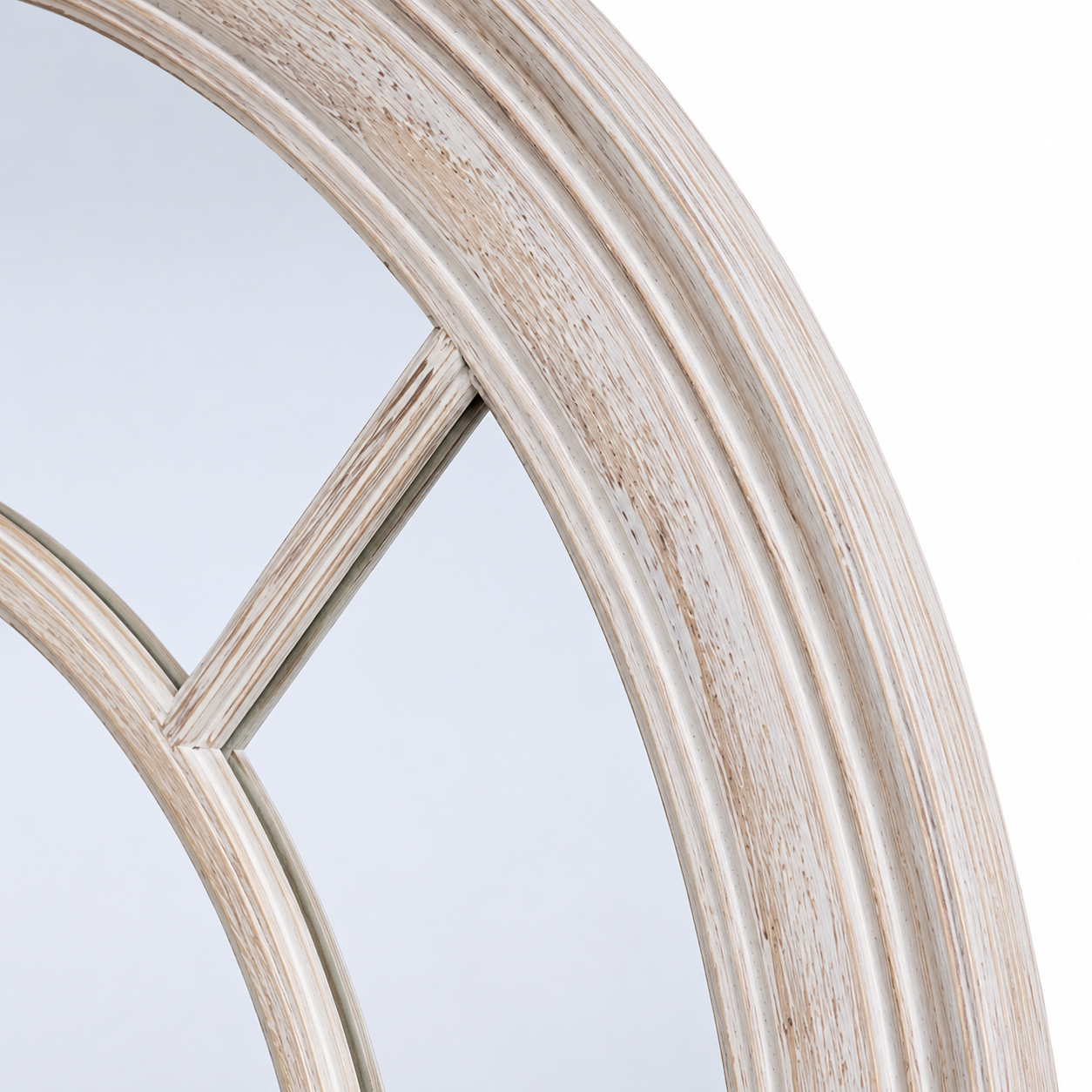Mia Washed Wood Round Wall Mirror Rustic Mirror
