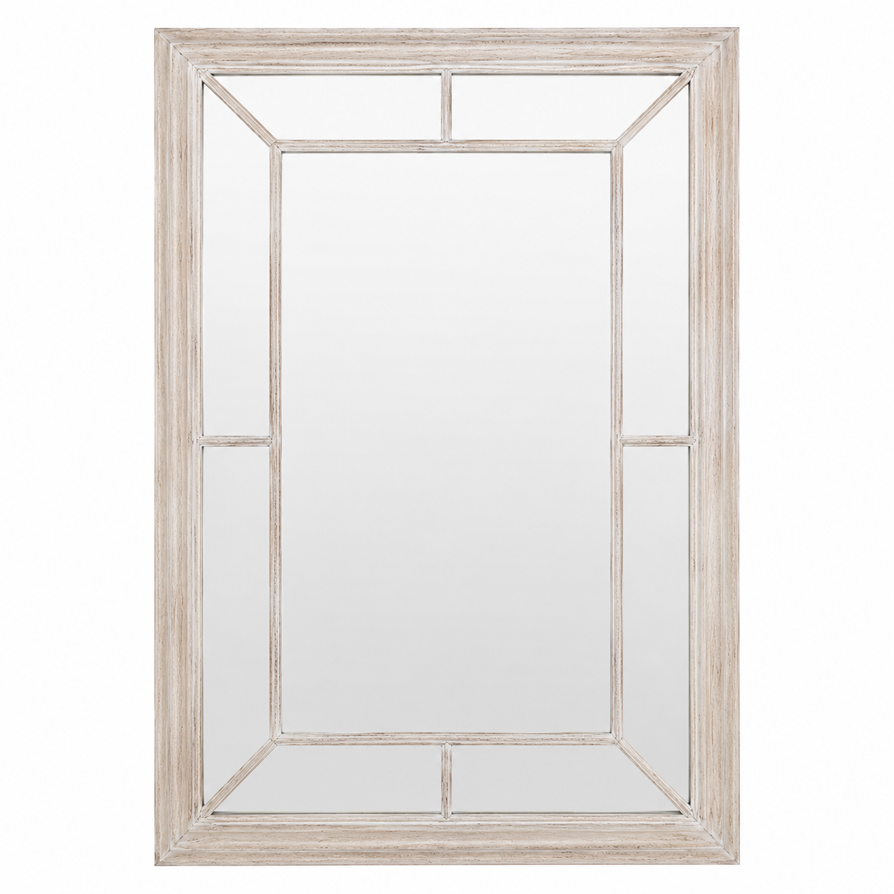 Eva Washed Wood Window Wall Mirror Rustic Mirror