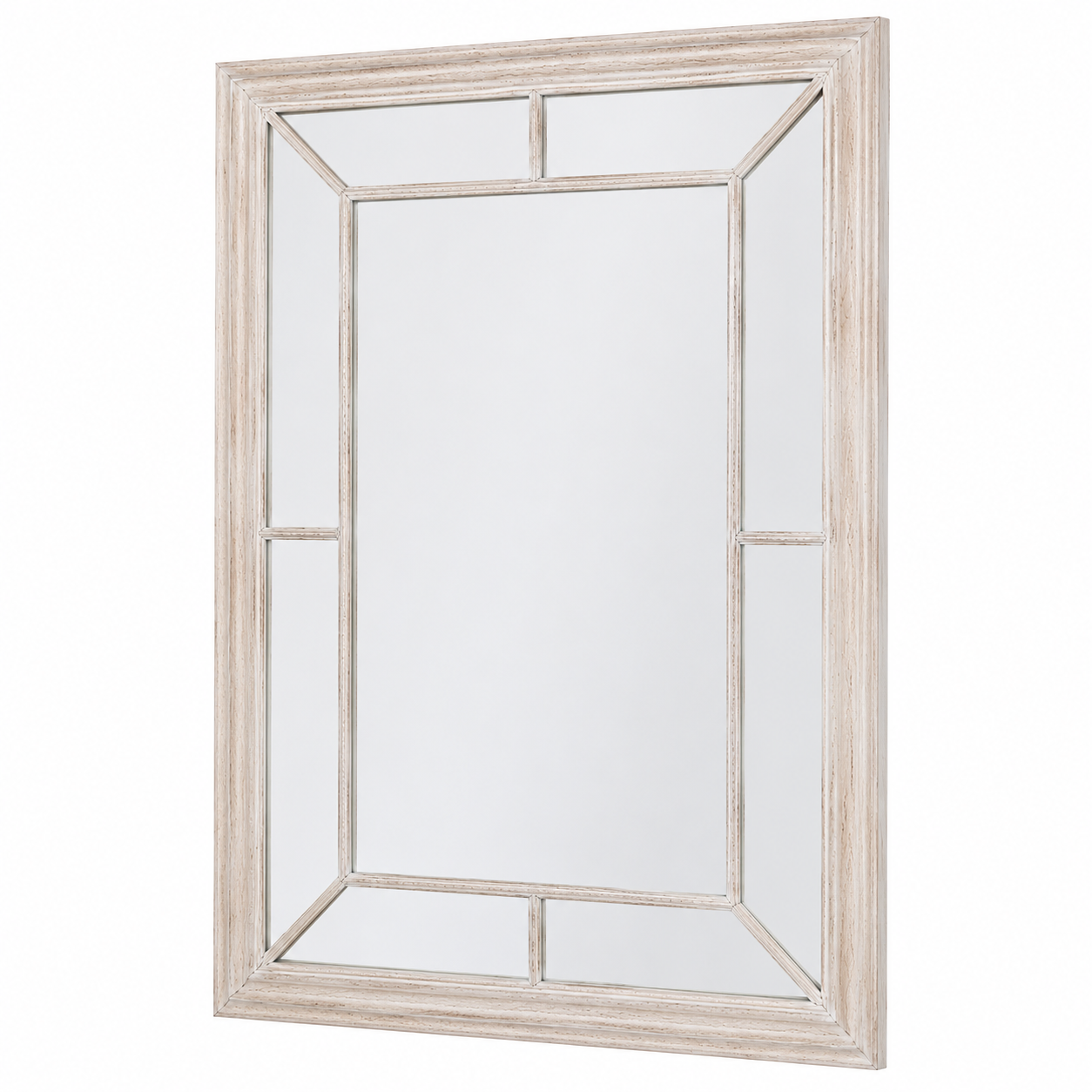Eva Washed Wood Window Wall Mirror Rustic Mirror