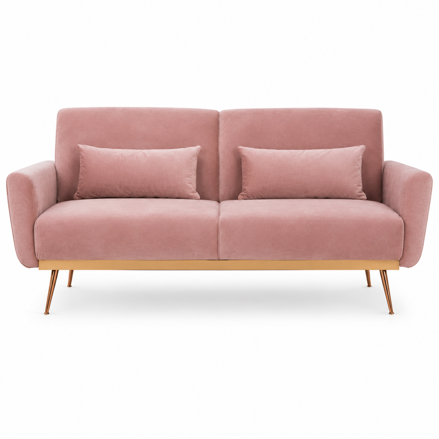 2 Seater Mia Pink Velvet Sofa Bed