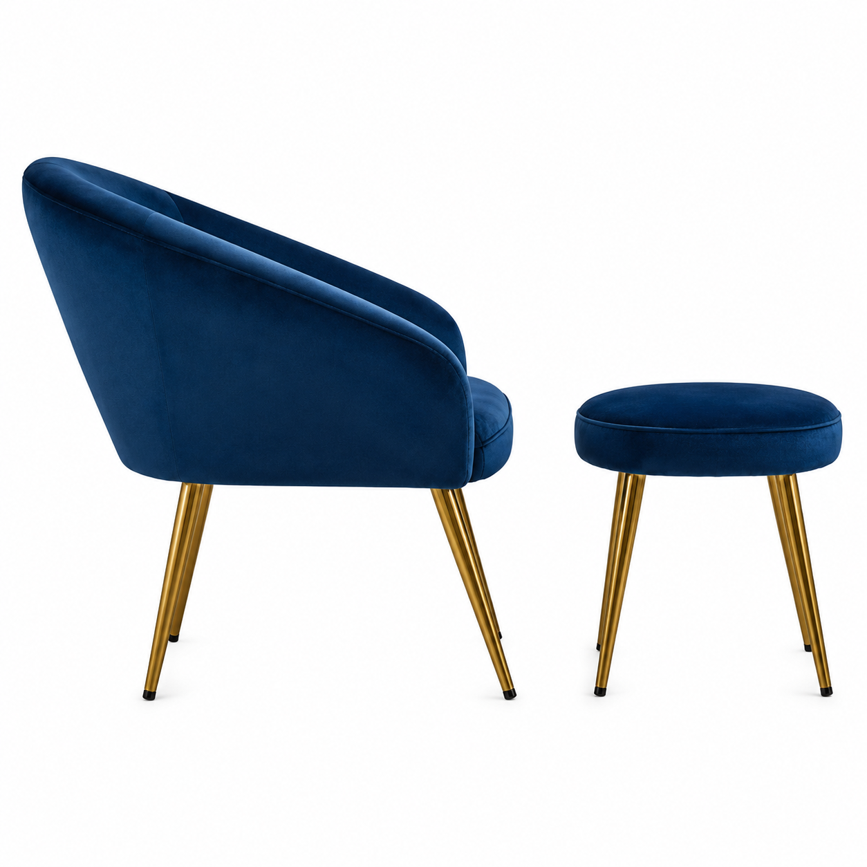 Eva Midnight Blue Chair And Footstool