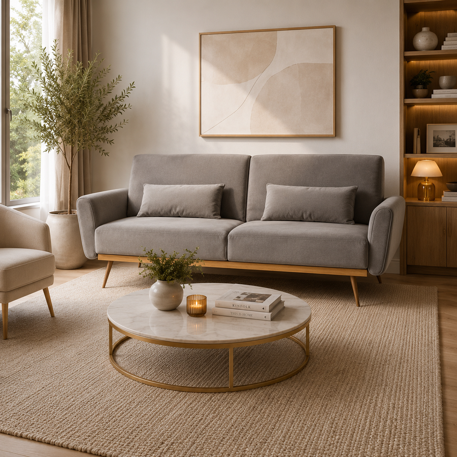 2 Seater Eva Grey Velvet Sofa Bed