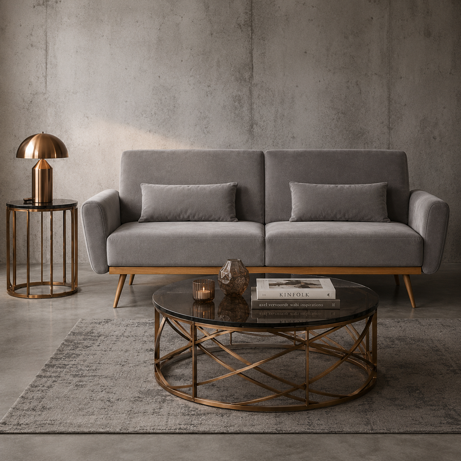 2 Seater Eva Grey Velvet Sofa Bed