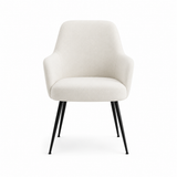 Salome Set of 2 Light Beige Textured Fabric Dining Chairs with Arms
