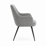 Salome Set of 2 Light Grey Textured Fabric Dining Chairs with Arms