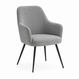 Salome Set of 2 Light Grey Textured Fabric Dining Chairs with Arms