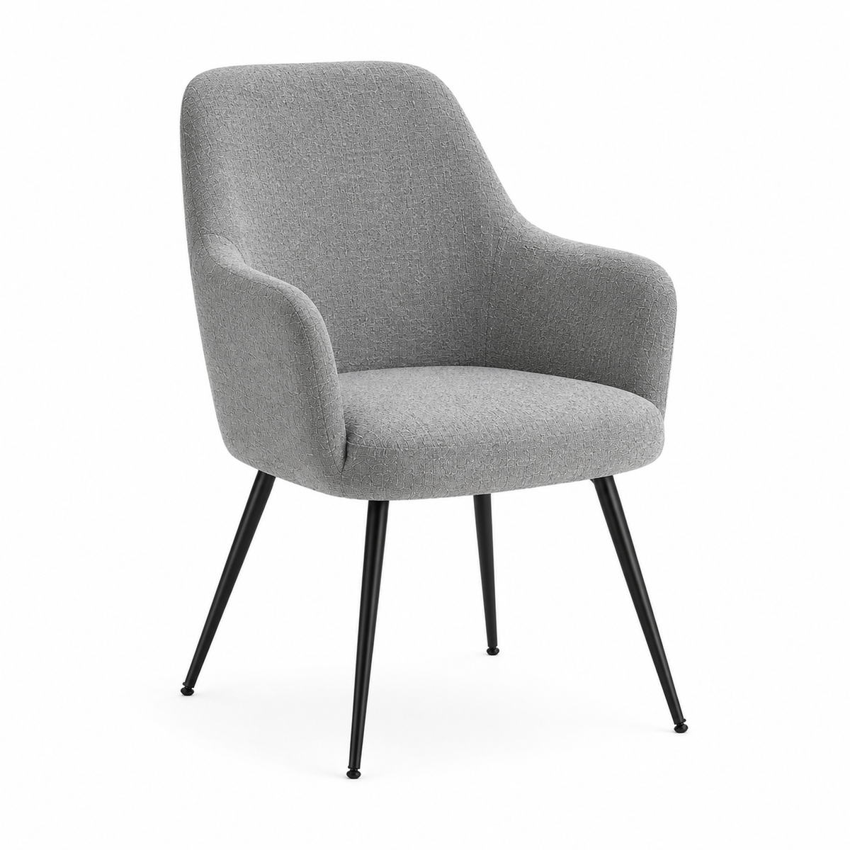 Salome Set of 2 Light Grey Textured Fabric Dining Chairs with Arms