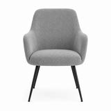 Salome Set of 2 Light Grey Textured Fabric Dining Chairs with Arms