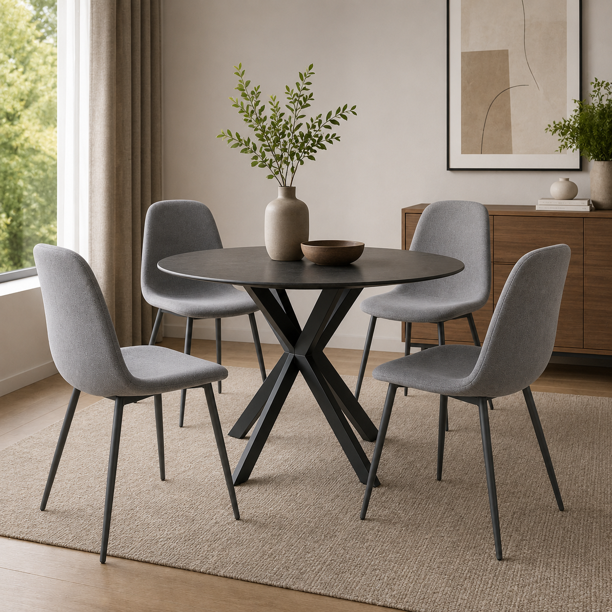 Rhianna Grey Fabric Dining Chair