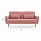 2 Seater Mia Pink Velvet Sofa Bed